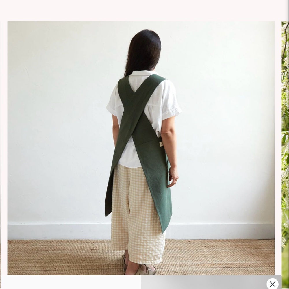 The Floral Society Pure Cotton Canvas Apron. Hand Sewn. One Size Fits Most. New - Picture 3 of 4
